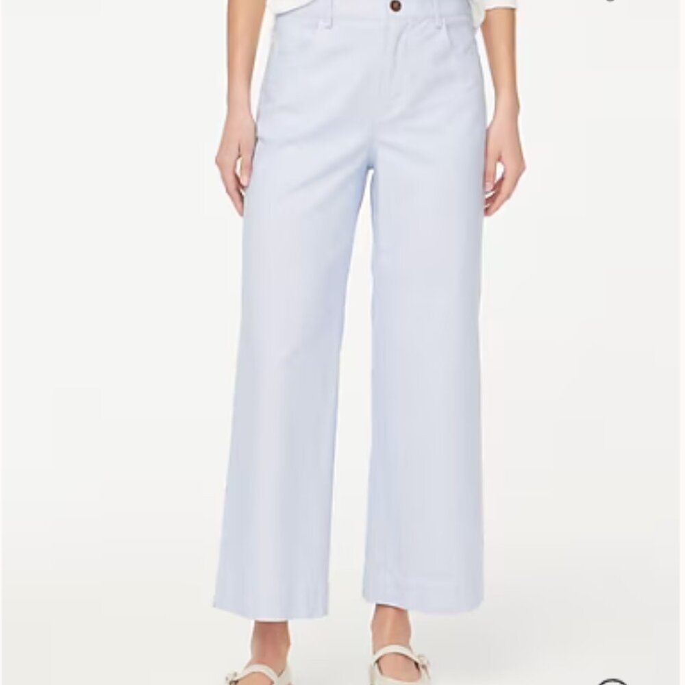 J.Crew Factory Striped High-Rise Wide-Leg Cropped Pant